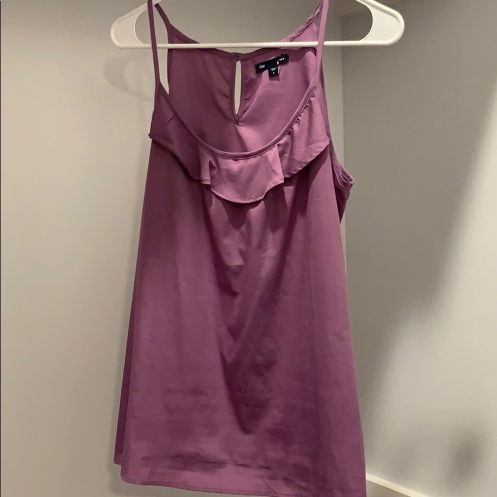 Lavender tank with ruffle detail